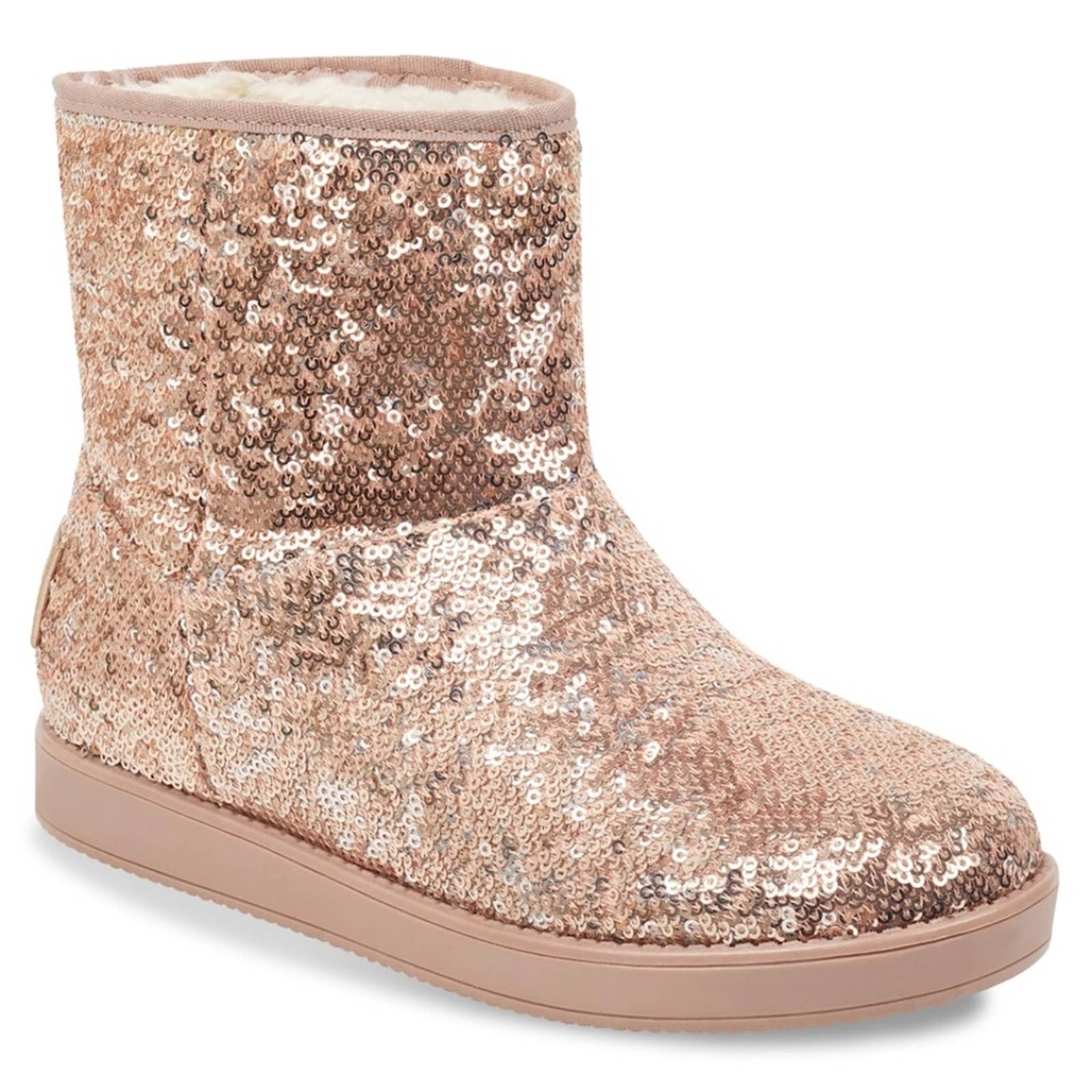 New Gbg Asella Rose Gold Metallic Sequin Bootie